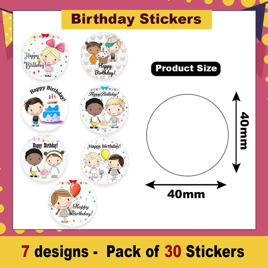Cartoon Birthday Stickers