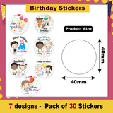Cartoon Birthday Stickers