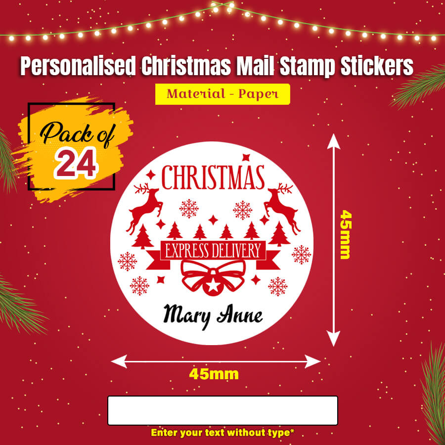 Personalised Christmas Stamp Sticker - Round - Special Delivery