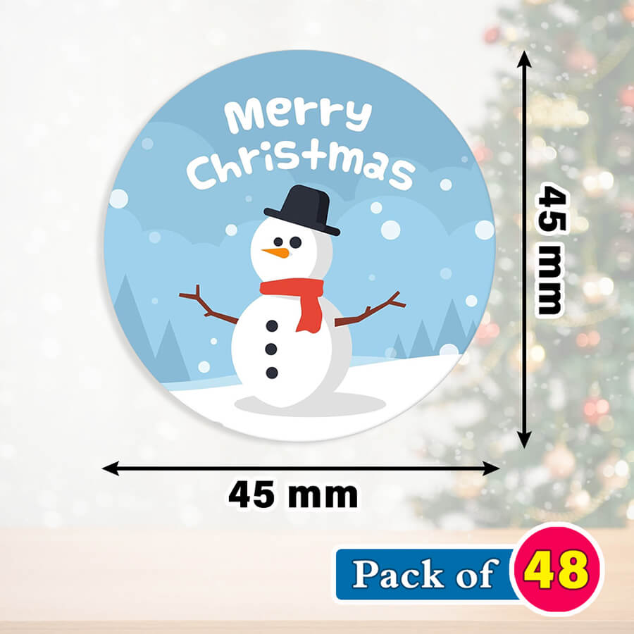 Christmas gift wrapping snowman stickers