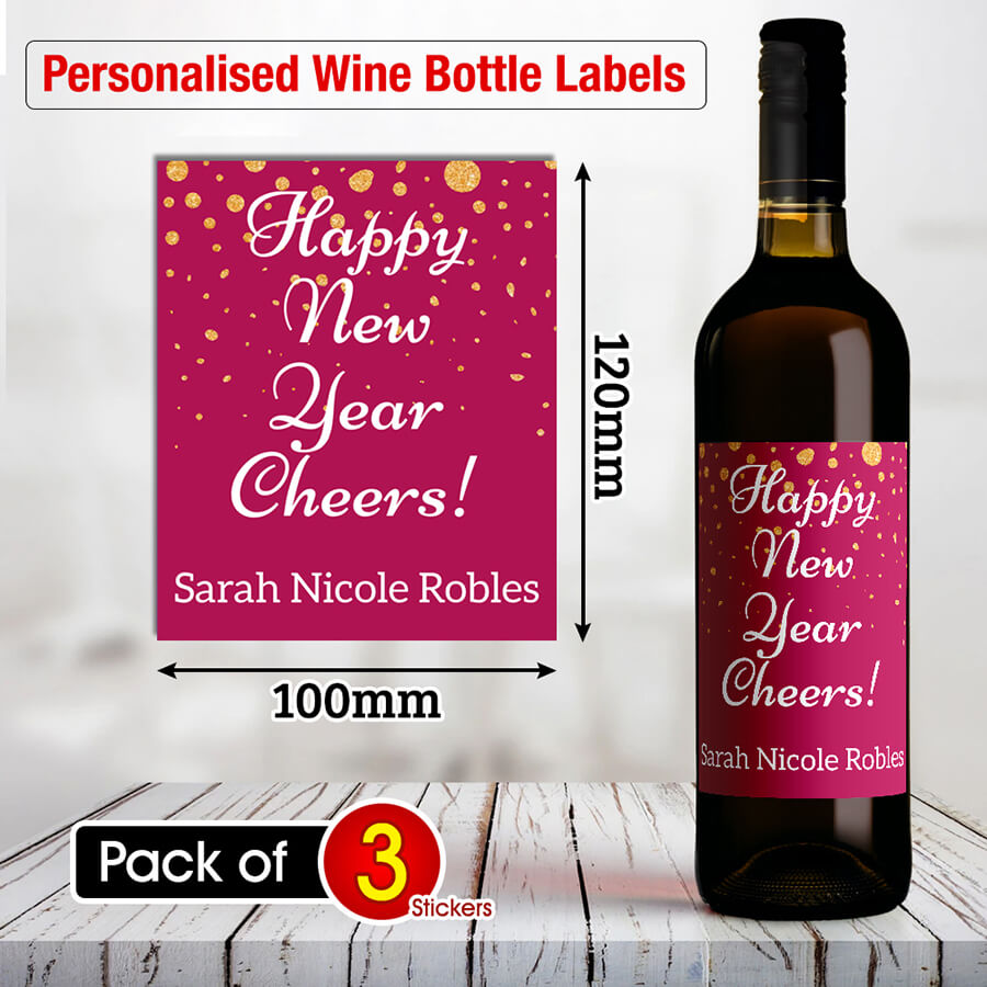 Personalised Happy New Year Wine Labels