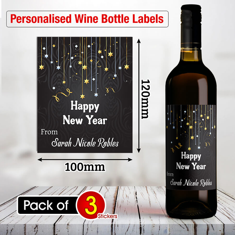 Personalised Happy New Year Wine Labels