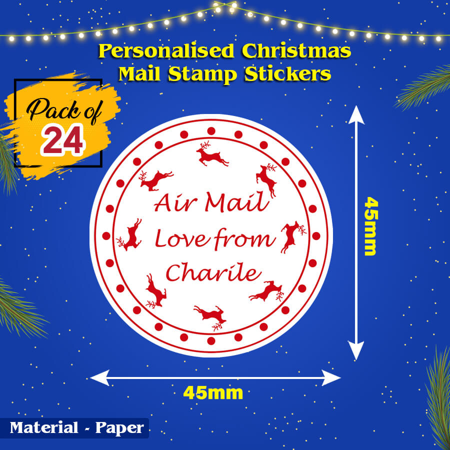 Personalised Christmas Stamp Sticker - Round - Express Delivery