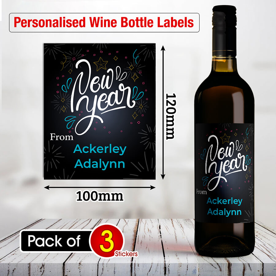 Personalised Happy New Year Wine Labels