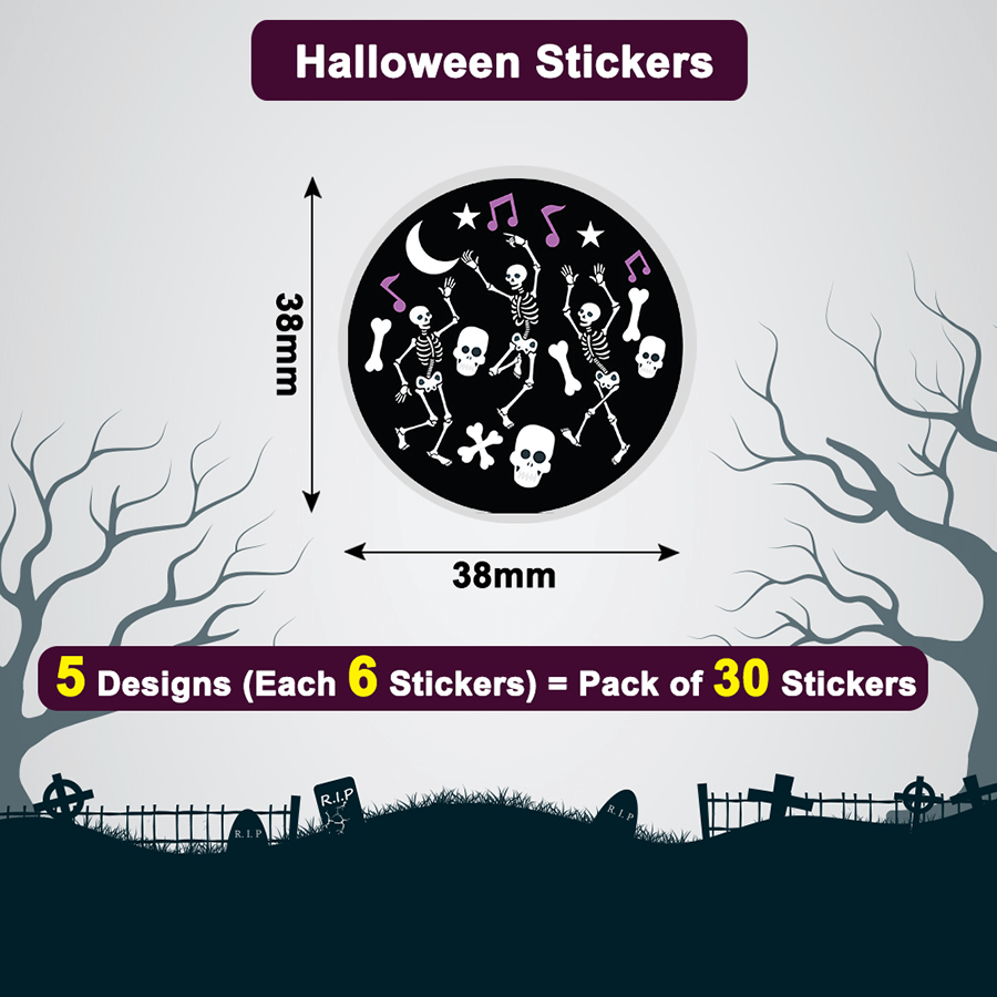 Skull Theme Halloween Stickers