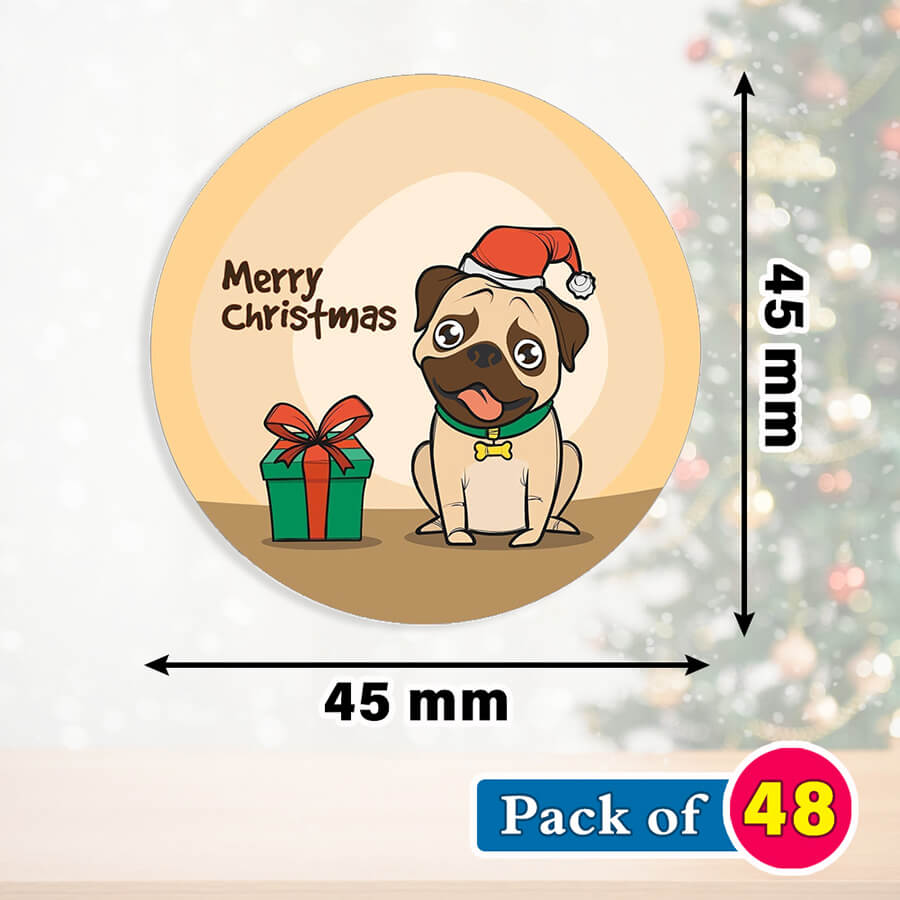 Cute holiday dog stickers for Christmas gift wrapping