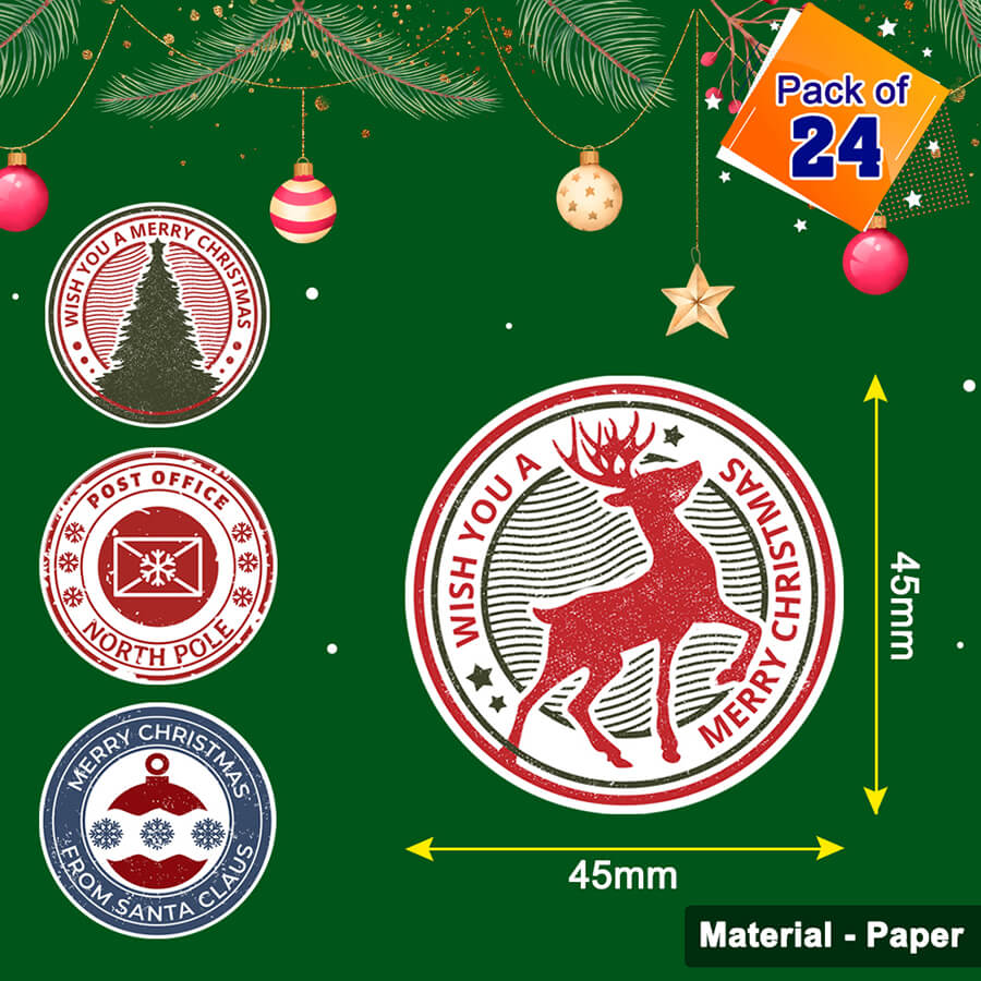 Christmas Stamp Sticker - Round - Postal Mark