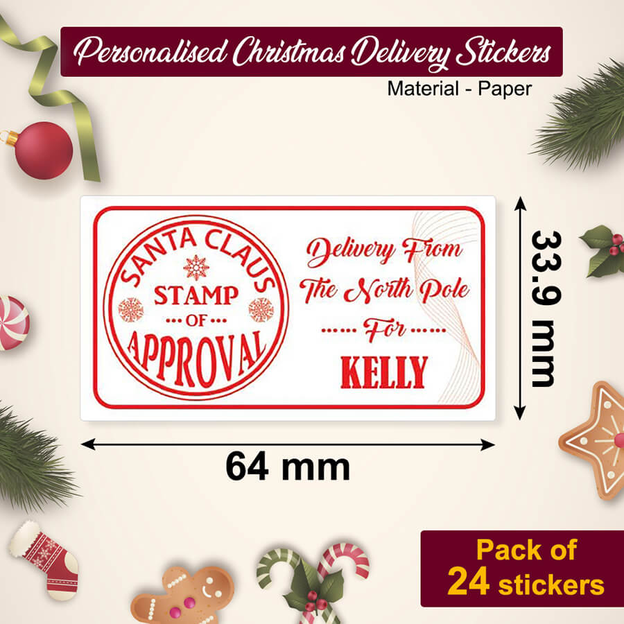 Personalised Christmas Stamp Sticker - Rectangle - Reindeer