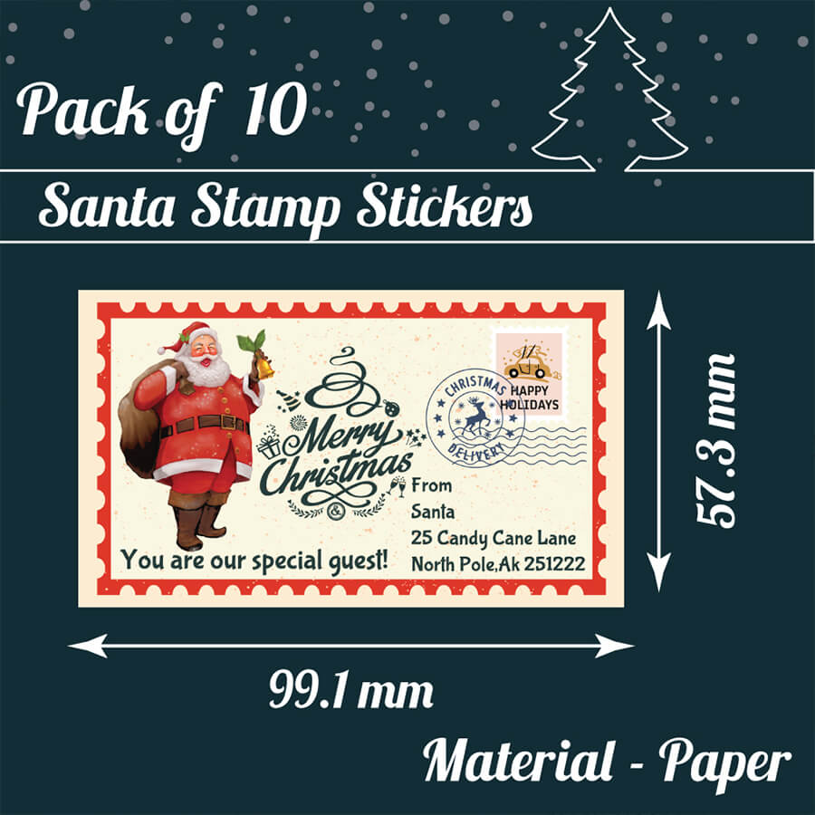 Christmas Stamp Sticker - Rectangle - North Pole