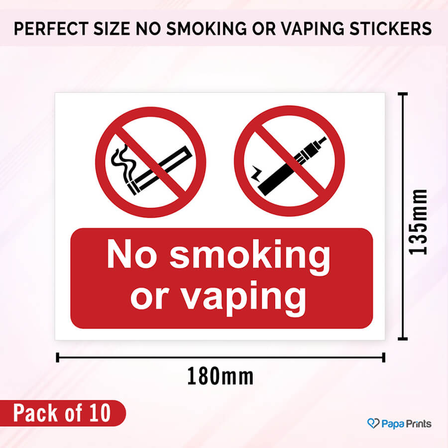 Vinyl sticker for no smoking or vaping/No smoking or vaping signage ...