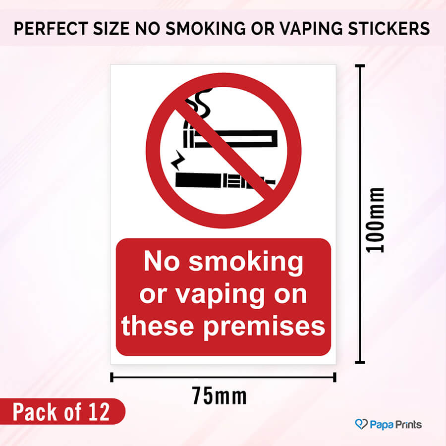 No Smoking or Vaping On These Premises Signs Sticker