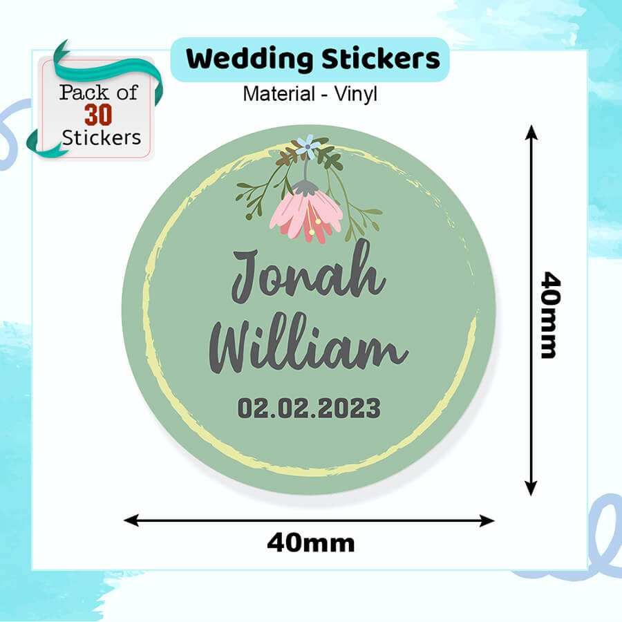 Elegant Floral Personalised Wedding Stickers