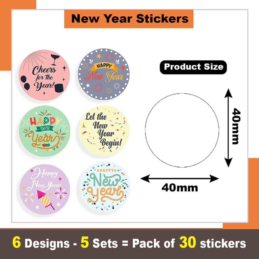 New Year Sticker for Cards and Gifts