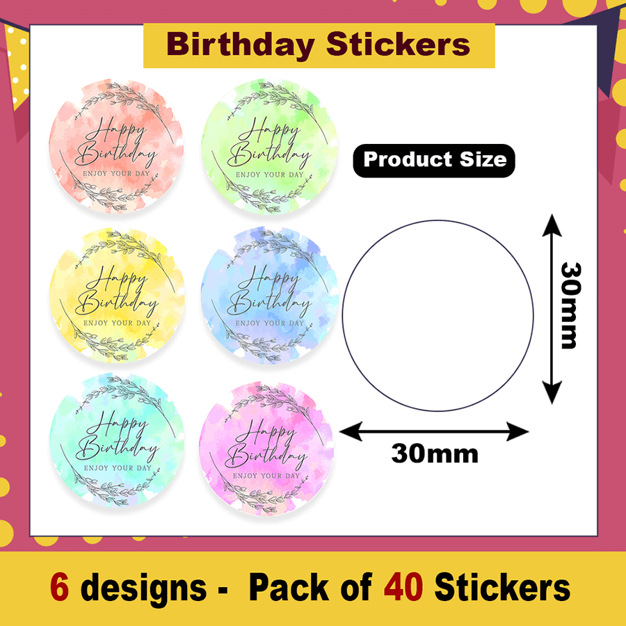Colourful Birthday Stickers