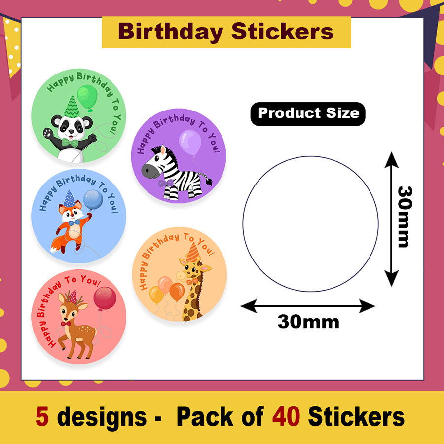 Animal Theme Birthday Stickers