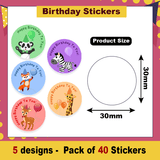 Animal Theme Birthday Stickers