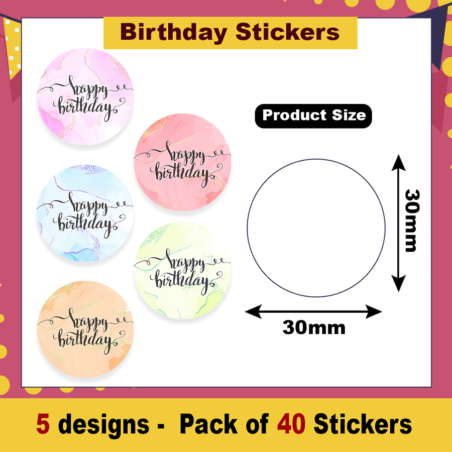 Watercolour Birthday Stickers