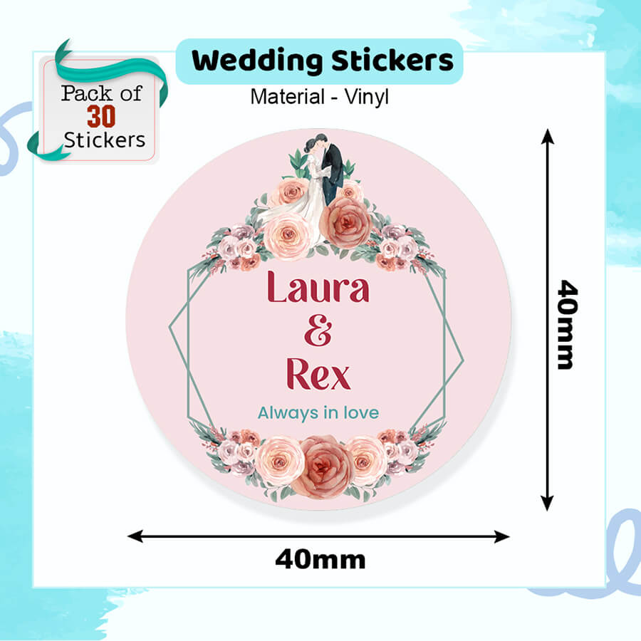 Personalised Wedding Couple Name Stickers