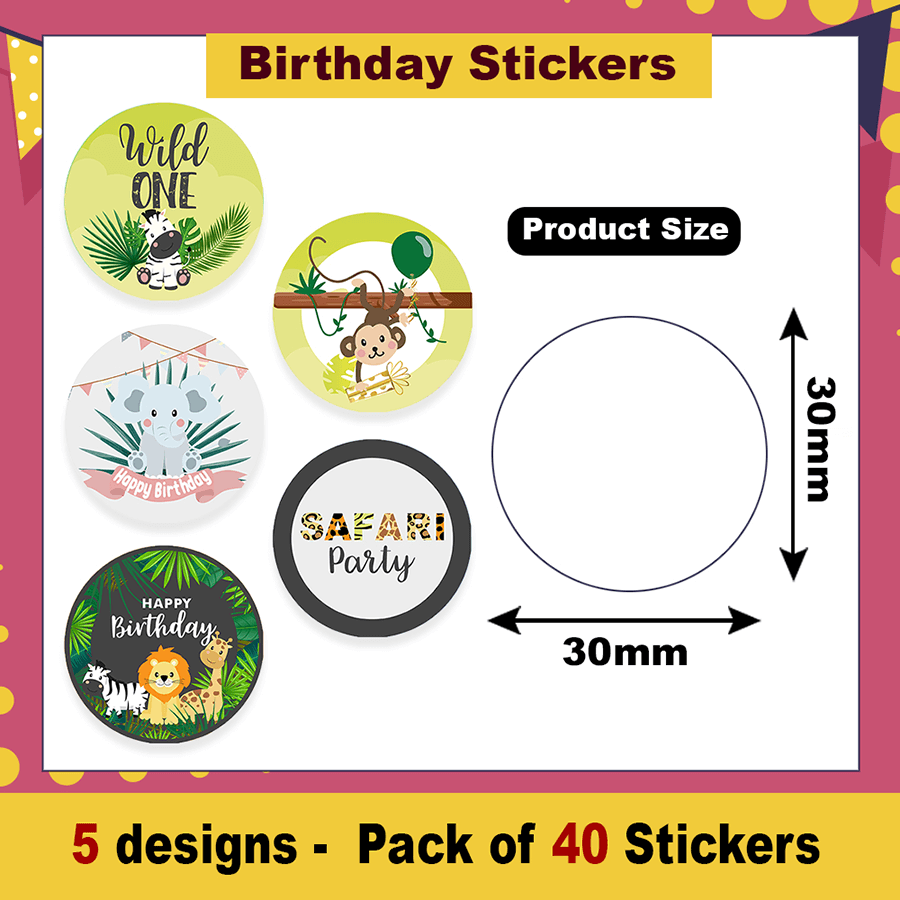 Safari Party Birthday Stickers