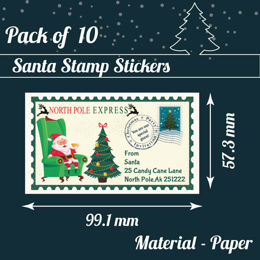 Christmas Stamp Sticker - Rectangle - North Pole