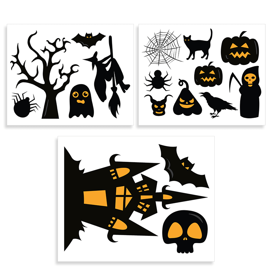 Scary Witch & Castle Halloween Window Stickers