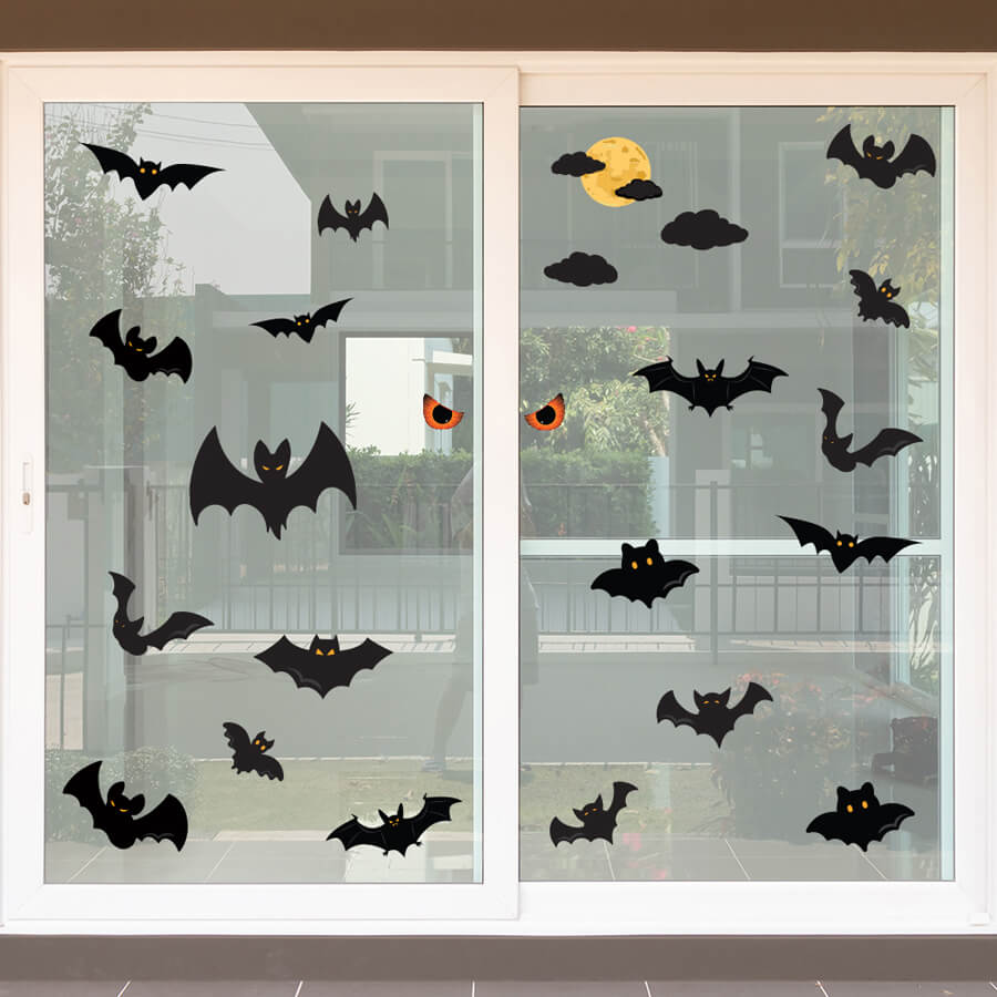 Flying Bat Halloween Window Stickers