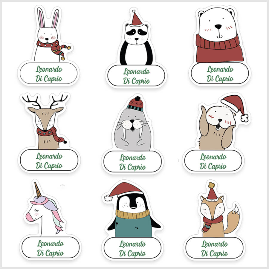 Personalised Christmas Sticker - Die Cut - Animals