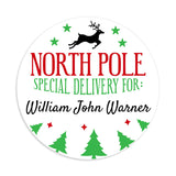 Personalised Christmas Stamp Sticker - Round - Special Delivery