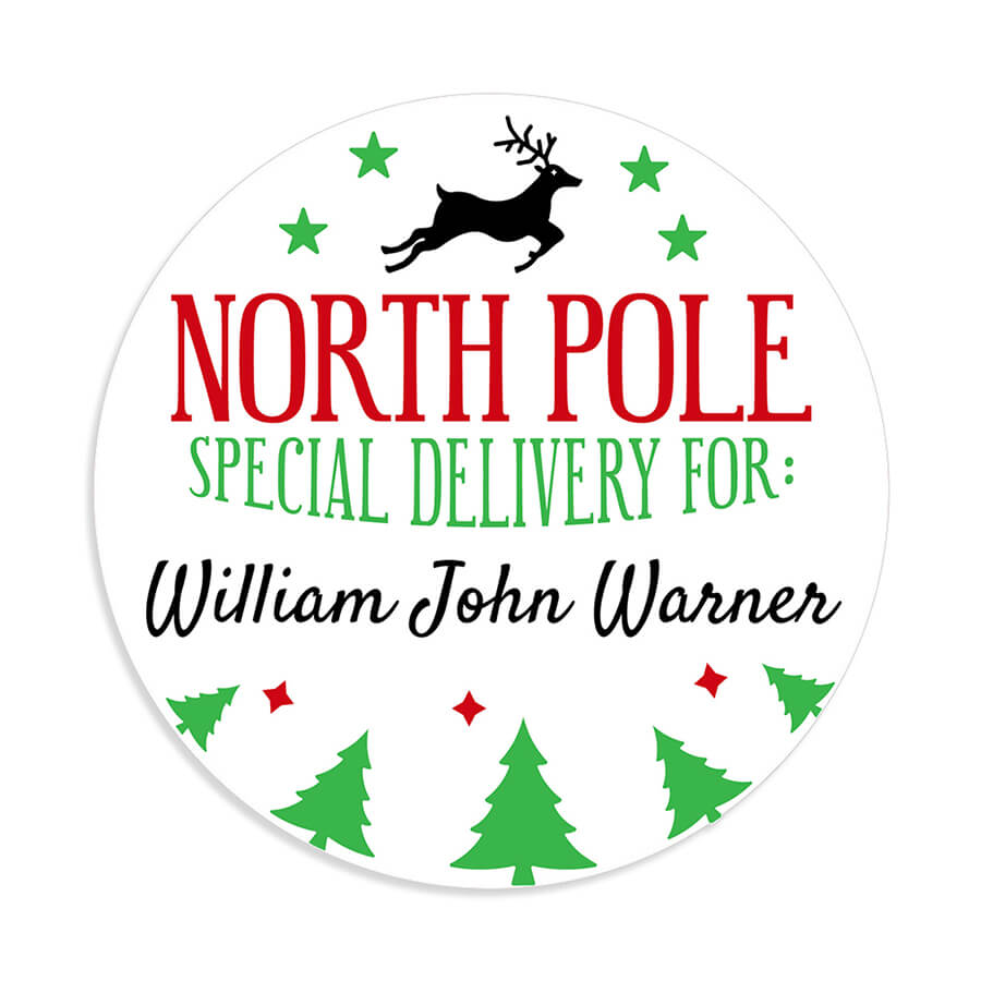 Personalised Christmas Stamp Sticker - Round - Special Delivery