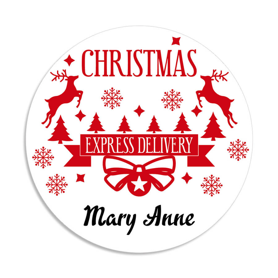 Personalised Christmas Stamp Sticker - Round - Special Delivery