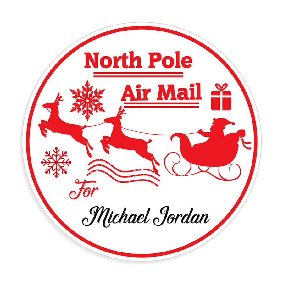 Personalised Christmas Stamp Sticker - Round - Special Delivery