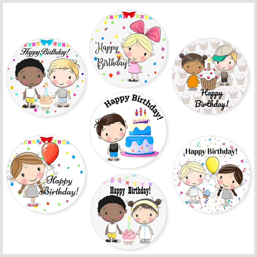 Cartoon Birthday Stickers