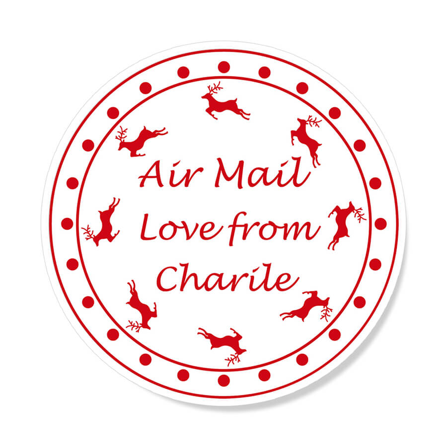 Personalised Christmas Stamp Sticker - Round - Express Delivery