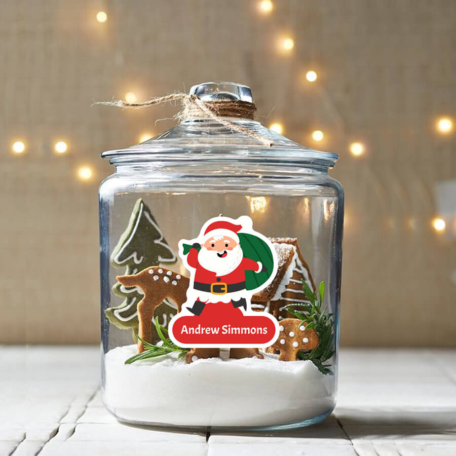 Personalised Christmas Sticker - Die Cut - Santa