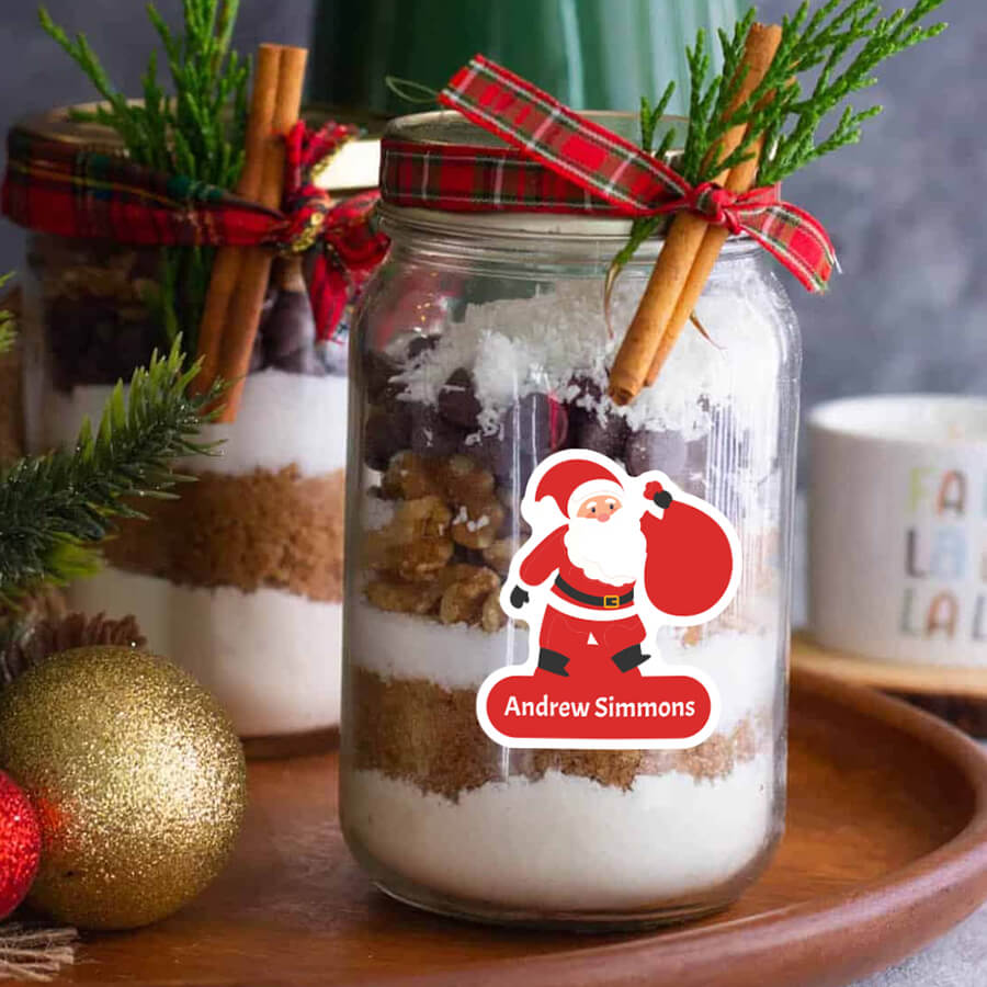 Personalised Christmas Sticker - Die Cut - Santa