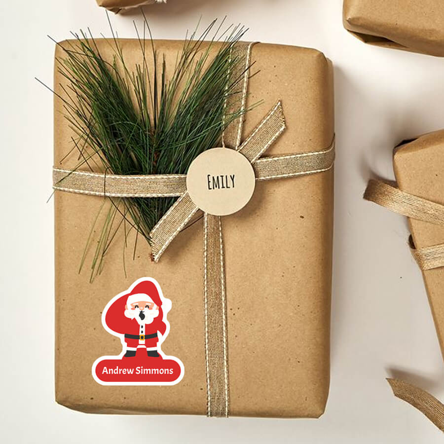 Personalised Christmas Sticker - Die Cut - Santa