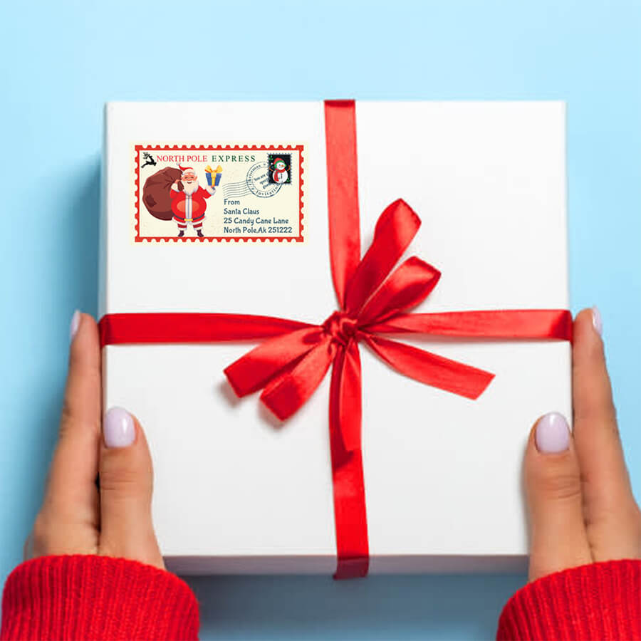 Christmas Stamp Sticker - Rectangle - North Pole