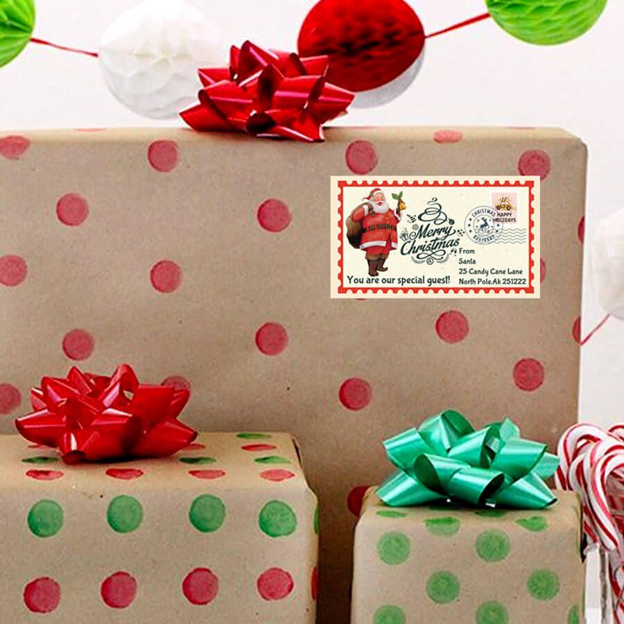 Christmas Stamp Sticker - Rectangle - North Pole