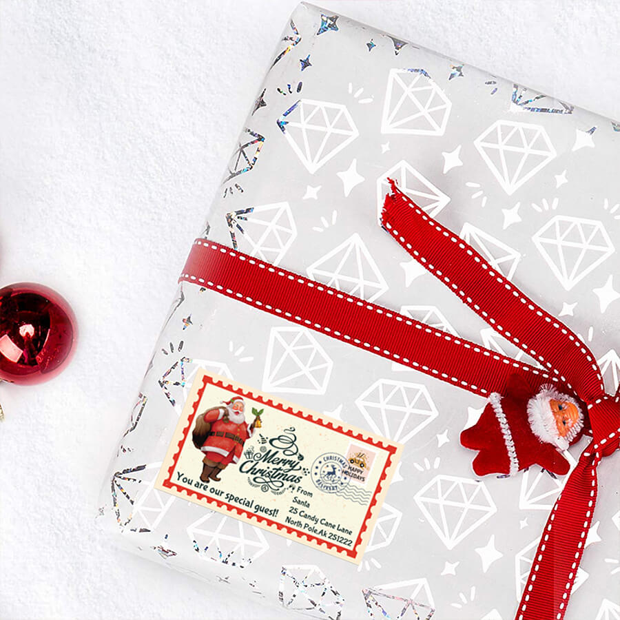 Christmas Stamp Sticker - Rectangle - North Pole