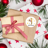 Personalised Christmas  Sticker - Round - Alphabet Santa