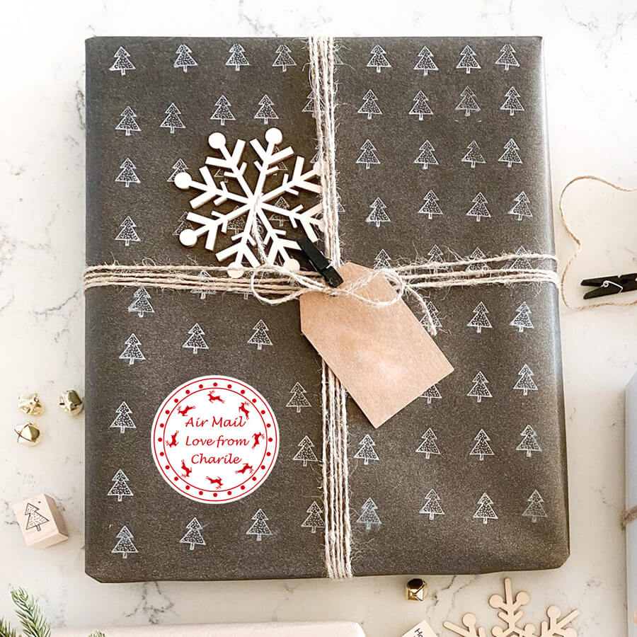 Personalised Christmas Stamp Sticker - Round - Express Delivery