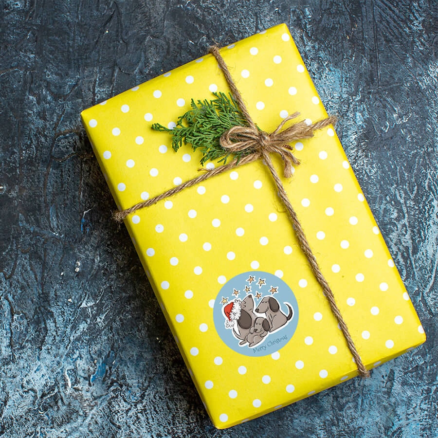 Christmas dog labels