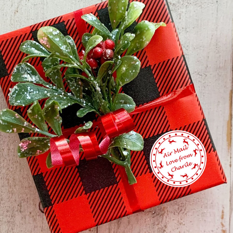 Personalised Christmas Stamp Sticker - Round - Express Delivery