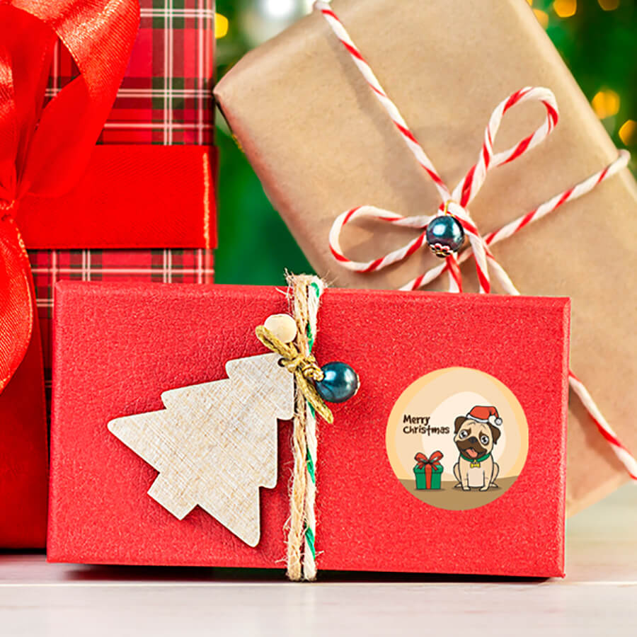 48-pack of dog Christmas stickers for cards and gifts