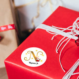 Personalised Christmas  Sticker - Round - Alphabet Santa