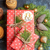 Personalised Christmas  Sticker - Round - Alphabet Santa