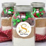 Personalised Christmas  Sticker - Round - Alphabet Santa