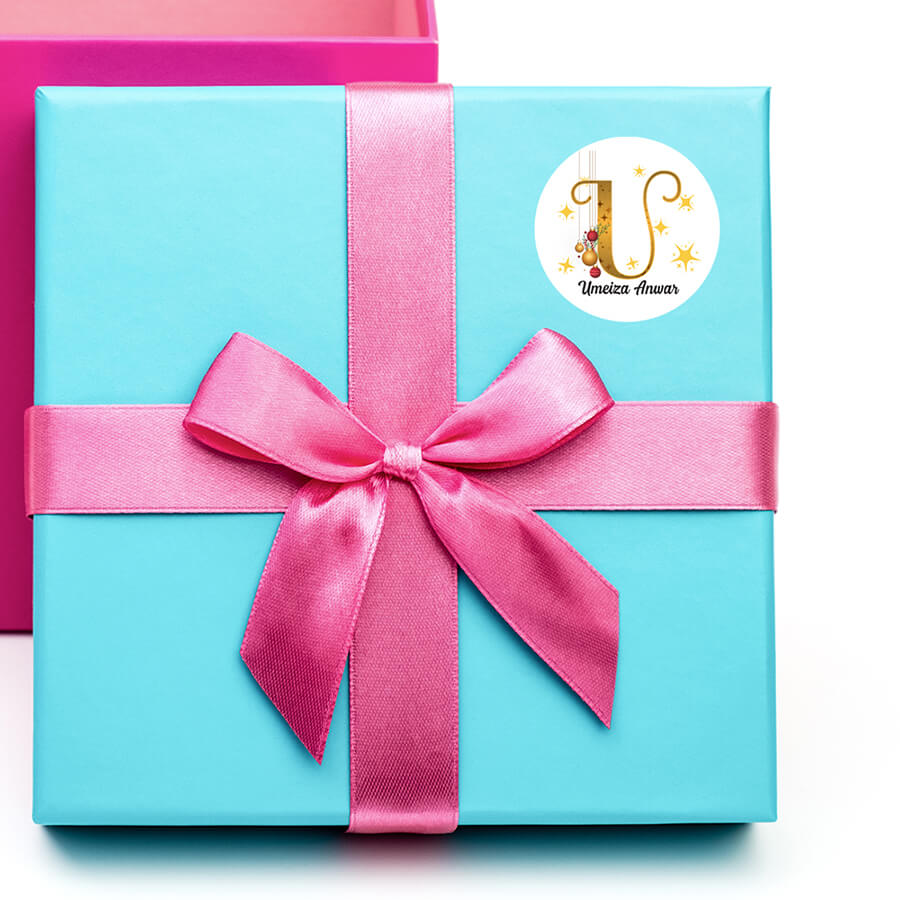 Personalised Christmas  Sticker - Round - Alphabet Santa