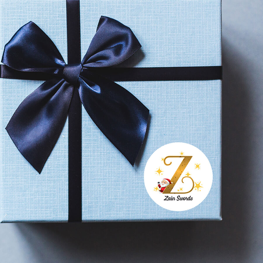 Personalised Christmas  Sticker - Round - Alphabet Santa