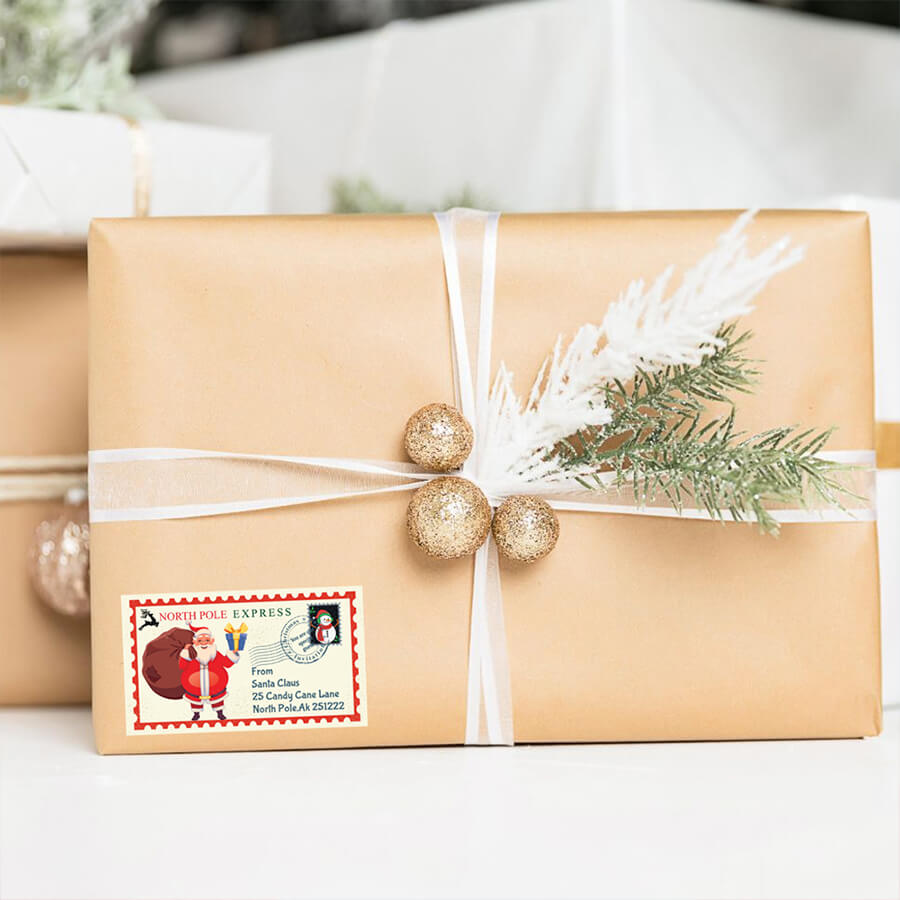 Christmas Stamp Sticker - Rectangle - North Pole